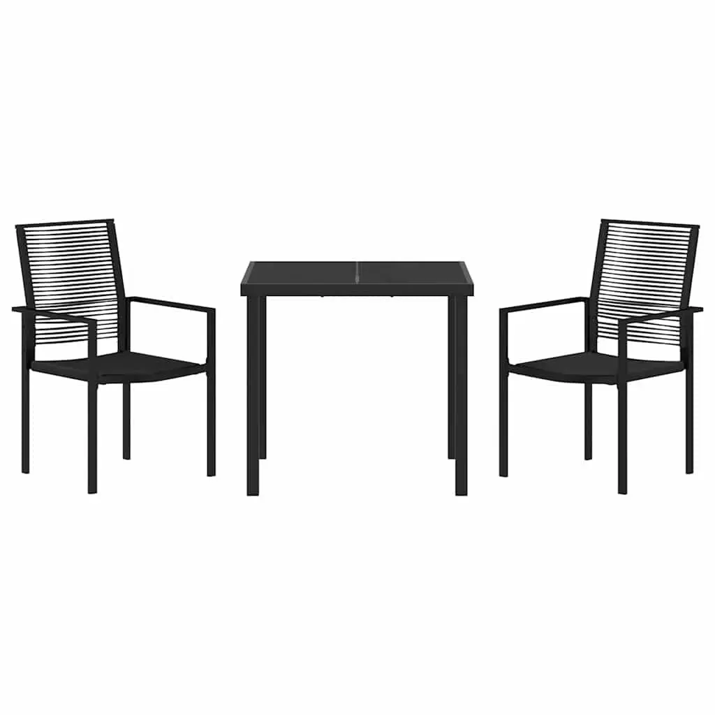 Garden Dining Set Powder-coated Steel 3 Pieces Black Outdoor Furniture