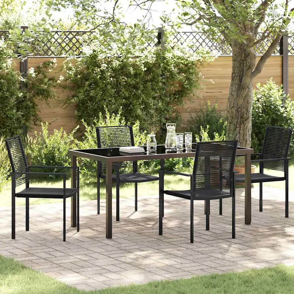 Garden Dining Set Powder-coated Steel 5 Pieces Black Modern Outdoor Patio Furniture