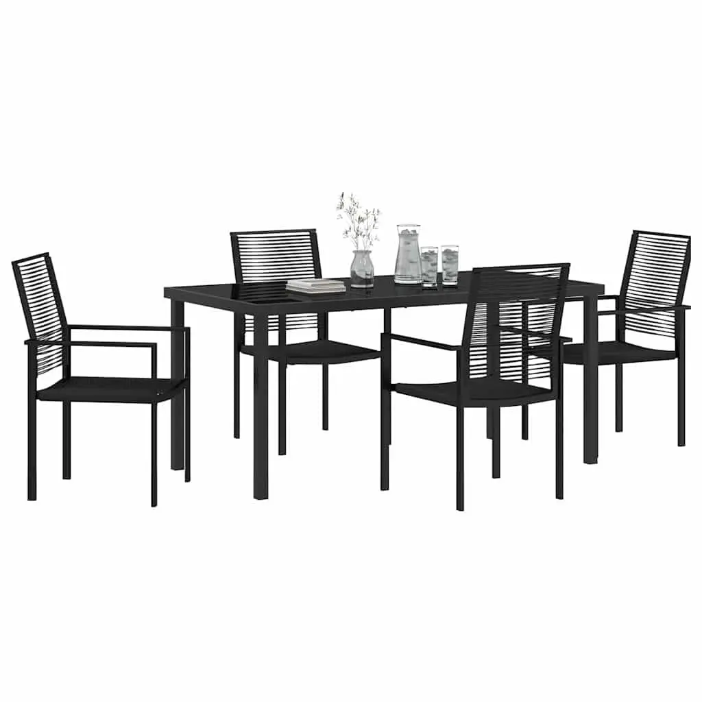Garden Dining Set Powder-coated Steel 5 Pieces Black Modern Outdoor Patio Furniture