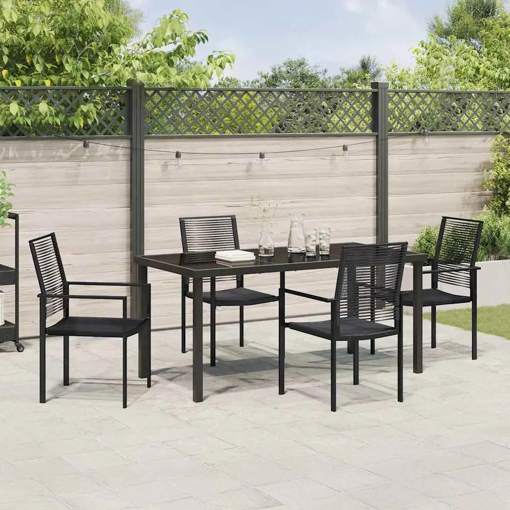 Garden Dining Set Powder-coated Steel 5 Pieces Black Modern Outdoor Patio Furniture