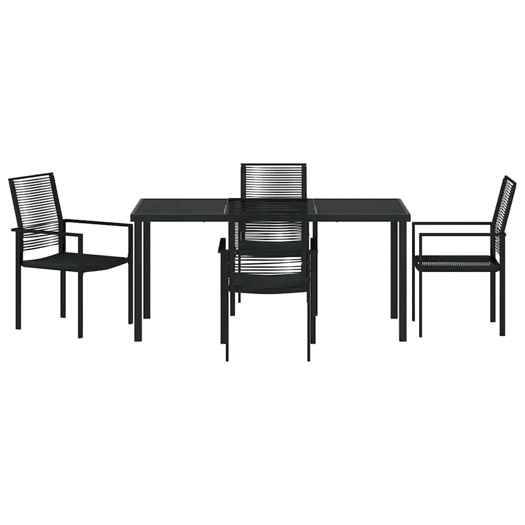 Garden Dining Set Powder-coated Steel 5 Pieces Black Modern Outdoor Patio Furniture