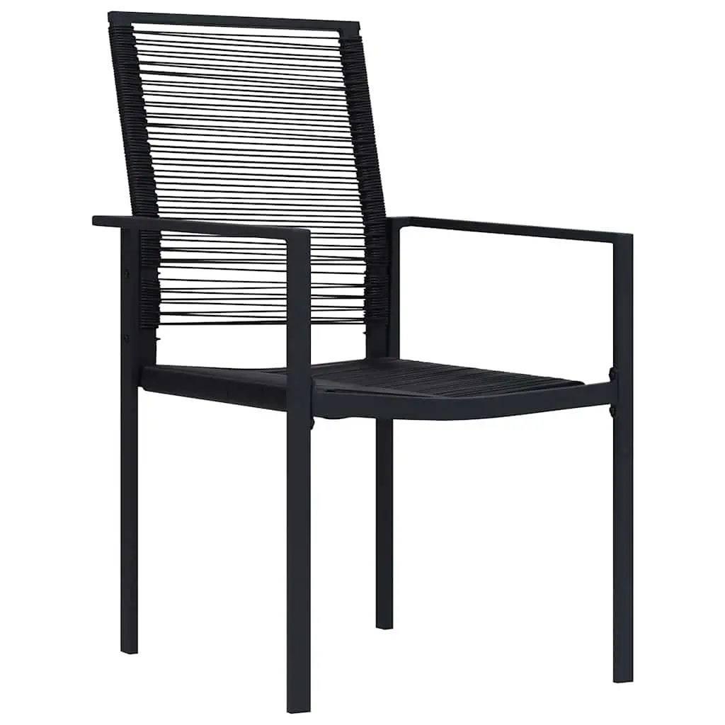 Garden Dining Set Powder-coated Steel 7 Piece Black Contemporary Patio Furniture