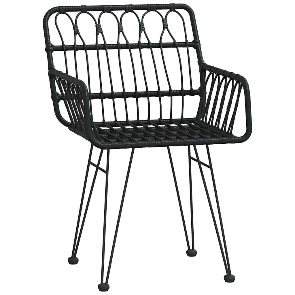 Outdoor Garden Dining Set Rectangular Black Powder-coated Steel Frame 5 Piece Patio Furniture