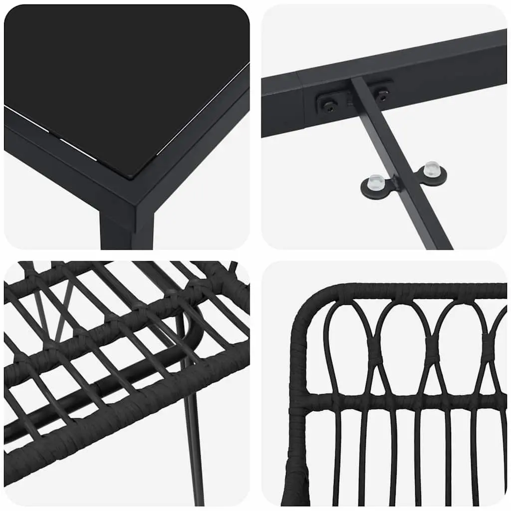 Garden Dining Set 7 Pieces Rectangular Outdoor Furniture Patio Black Steel