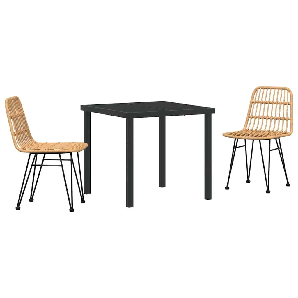 3-Piece Brown Garden Dining Set for Gatherings