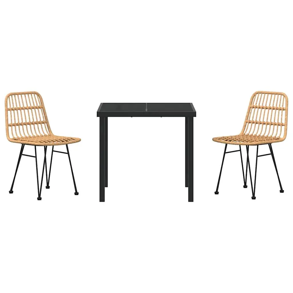 3-Piece Brown Garden Dining Set for Gatherings
