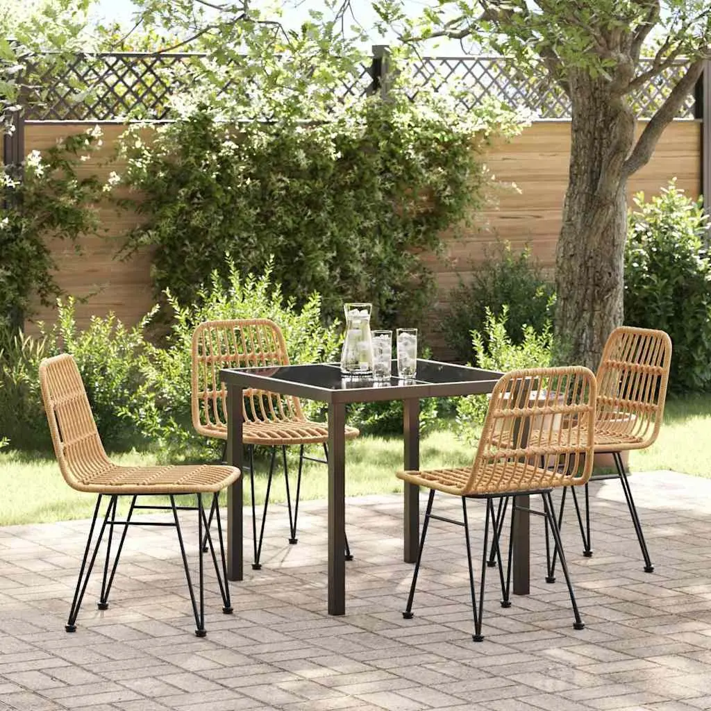 Garden Dining Set Rectangular Brown Outdoor Furniture 5 Piece