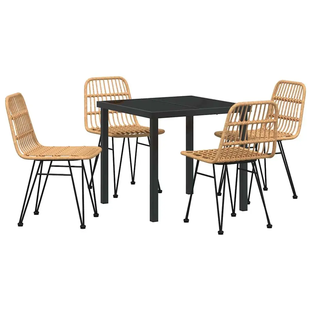 Garden Dining Set Rectangular Brown Outdoor Furniture 5 Piece