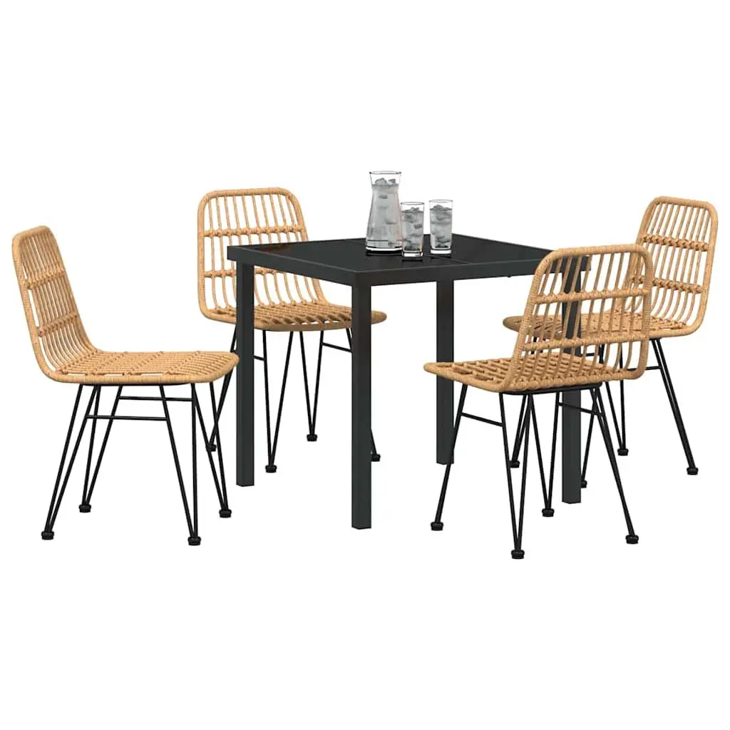 Garden Dining Set Rectangular Brown Outdoor Furniture 5 Piece