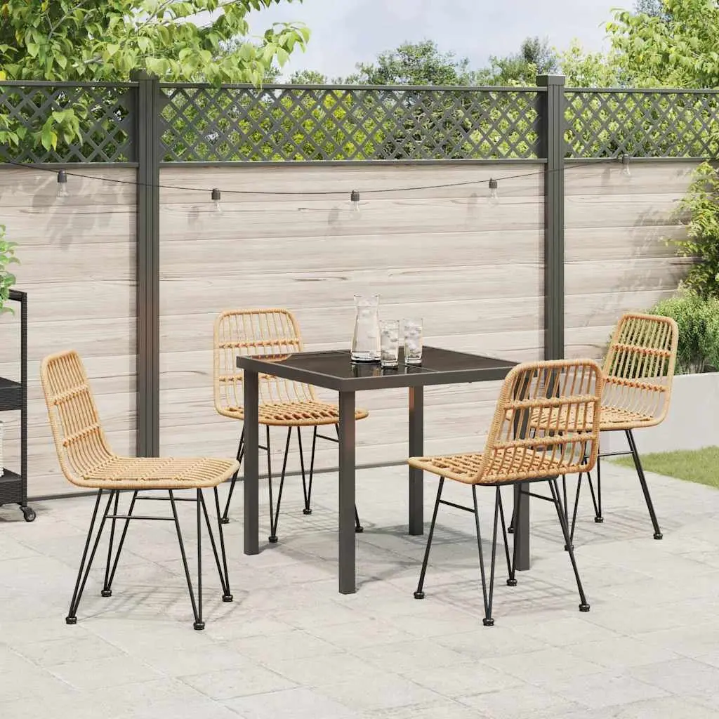 Garden Dining Set Rectangular Brown Outdoor Furniture 5 Piece