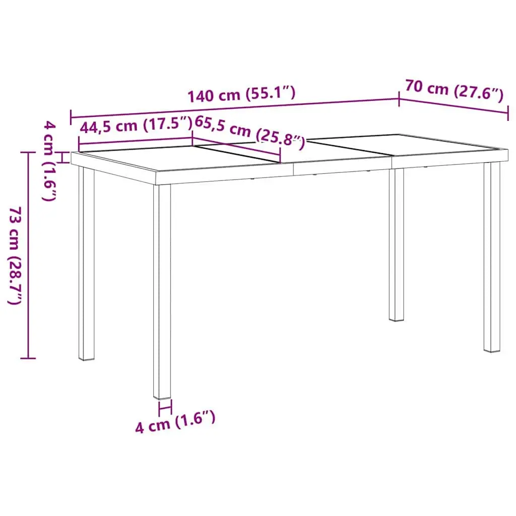 Garden Dining Set 5 Pieces Brown Steel Outdoor Furniture Patio Table Chairs