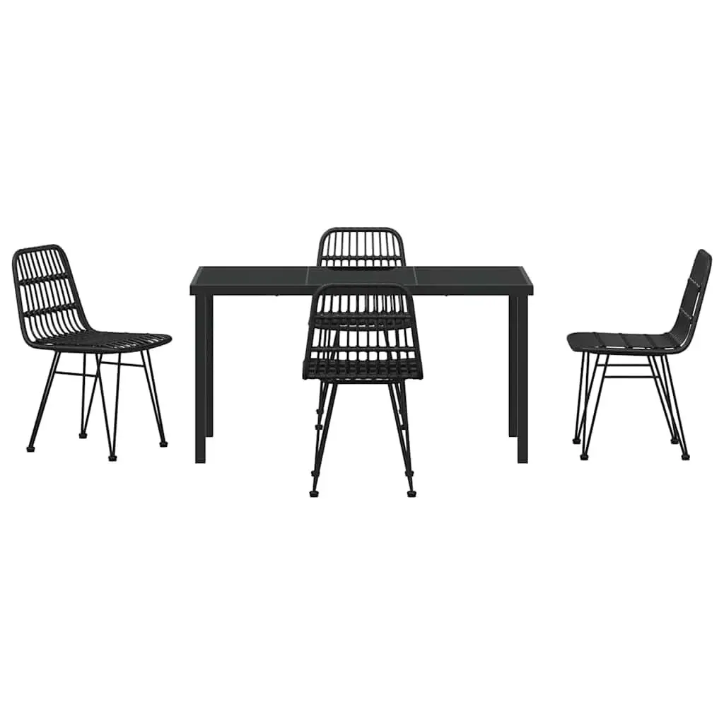 Garden Dining Set 5 Piece Outdoor Furniture Black Steel Frame Patio Table Chairs