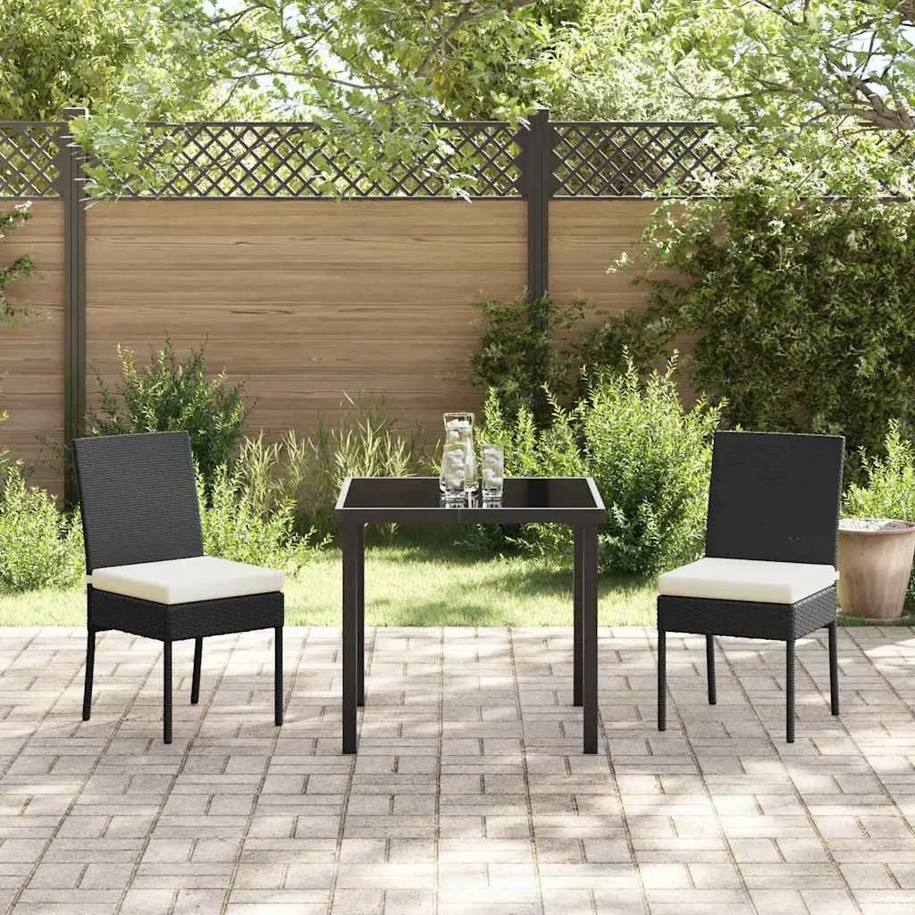 Outdoor Dining Set Rattan Seating 3 Pieces Black Steel Frame