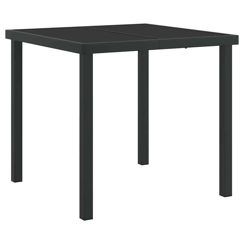 Outdoor Dining Set Rattan Seating 3 Pieces Black Steel Frame