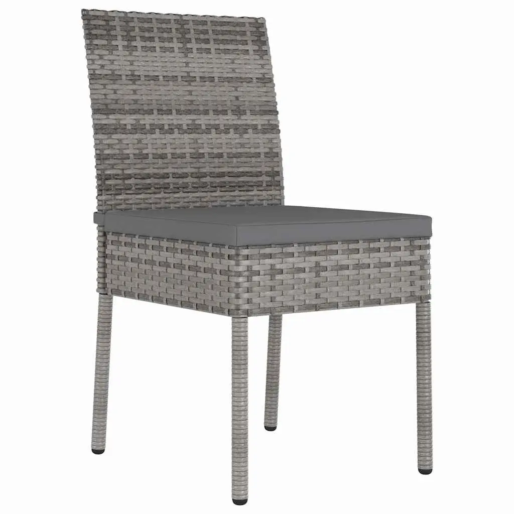 Outdoor Furniture Set 3 Pieces Grey Poly Rattan Seating Powder-Coated Steel Frame Garden Dining