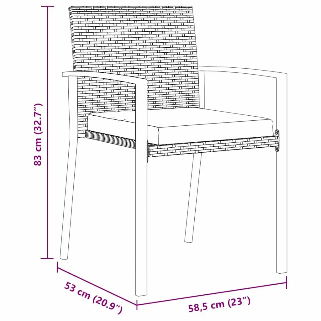 Garden Dining Set Black Powder-Coated Steel 5 Piece Outdoor Furniture Table Chairs