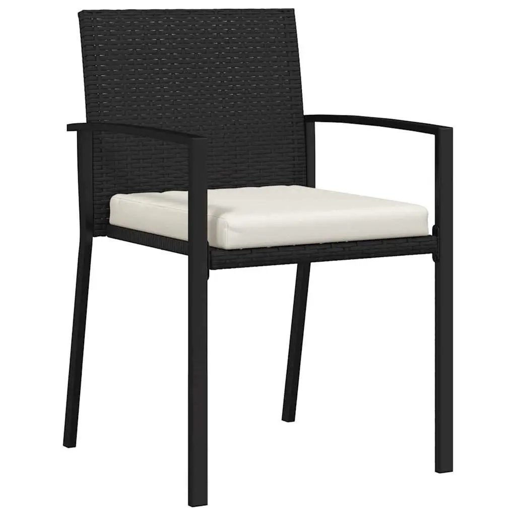 Garden Dining Set Powder-coated Steel 7 Piece Black Outdoor Furniture Patio Table Chairs