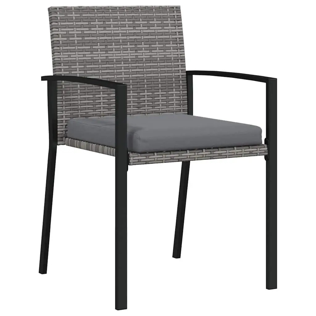 Garden Dining Set 5 Pieces Steel Frame Poly Rattan Chairs Grey
