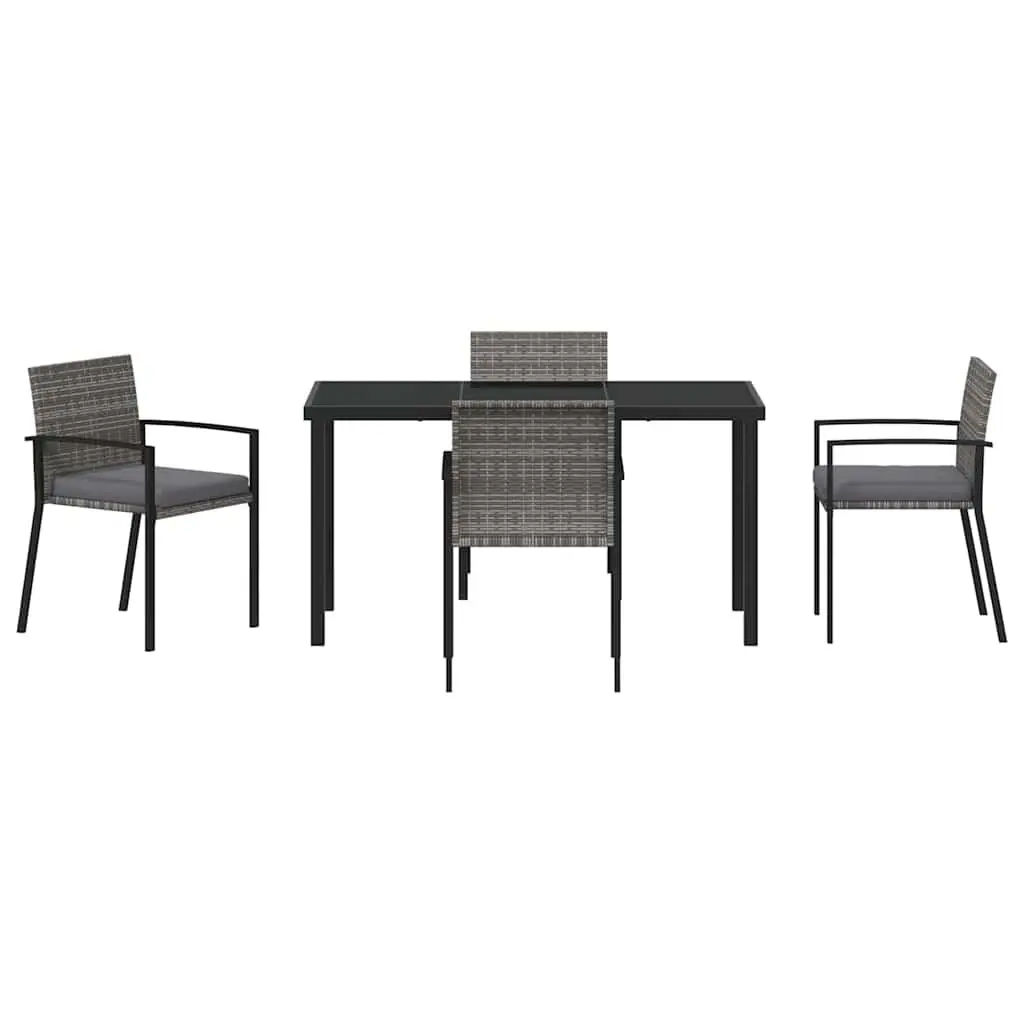 Garden Dining Set Steel Frame Poly Rattan 5 Pieces Grey