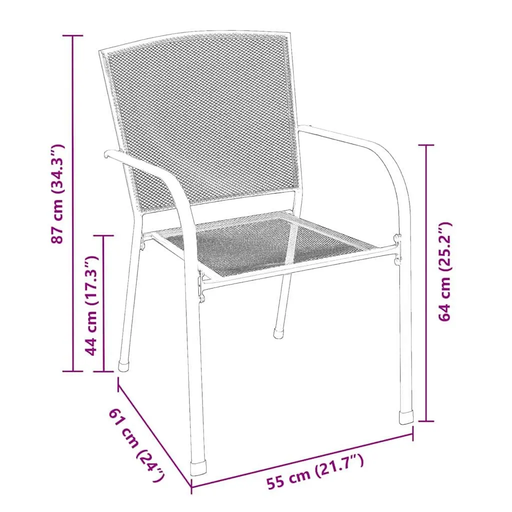 Outdoor Dining Set 3 Pieces Rectangular Anthracite Powder Coated Steel