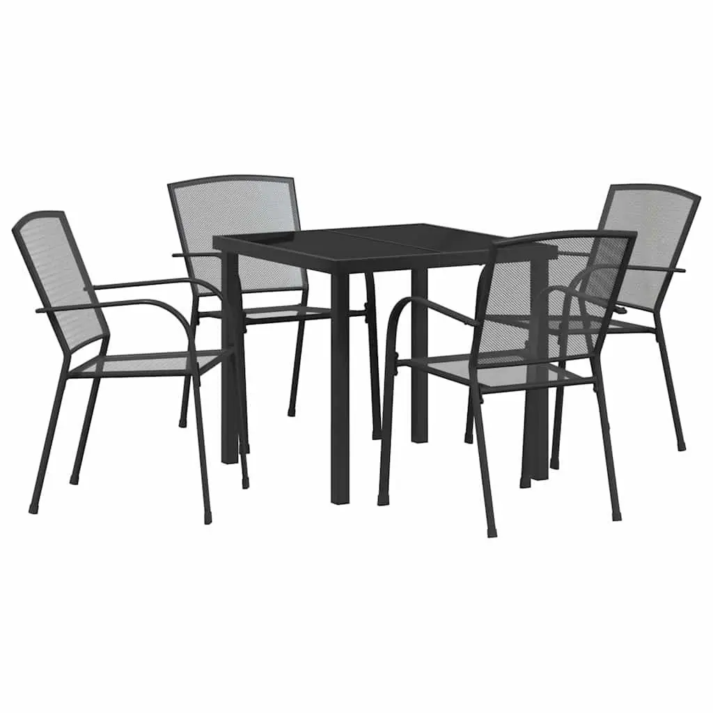 Garden Dining Set 5 Pieces Anthracite Outdoor Furniture Patio Table Chairs
