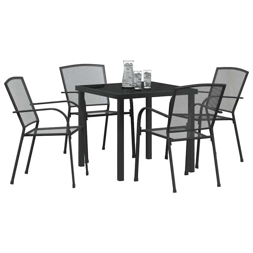 Garden Dining Set 5 Pieces Anthracite Outdoor Furniture Patio Table Chairs