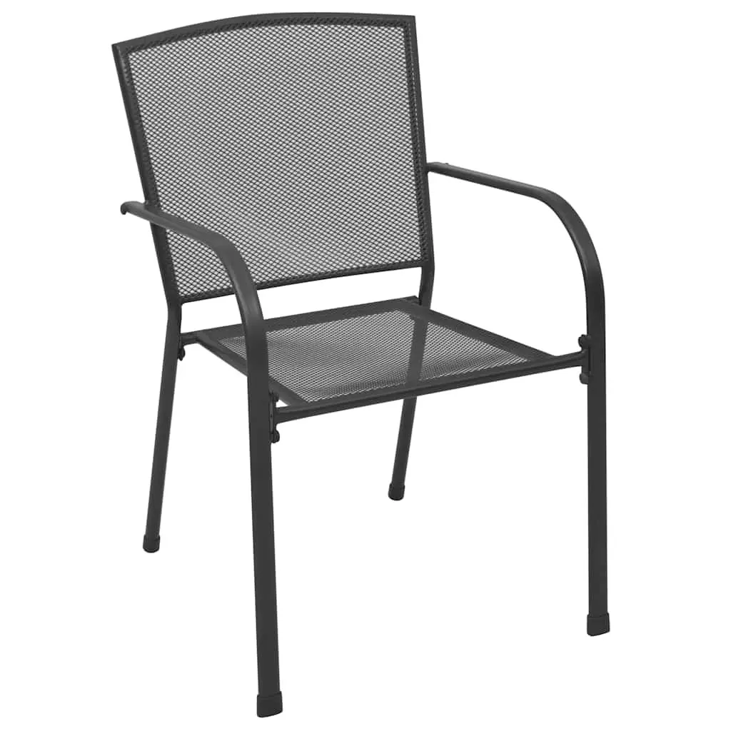 Garden Dining Set Powder-coated Steel 5 Piece Rectangular Table Anthracite