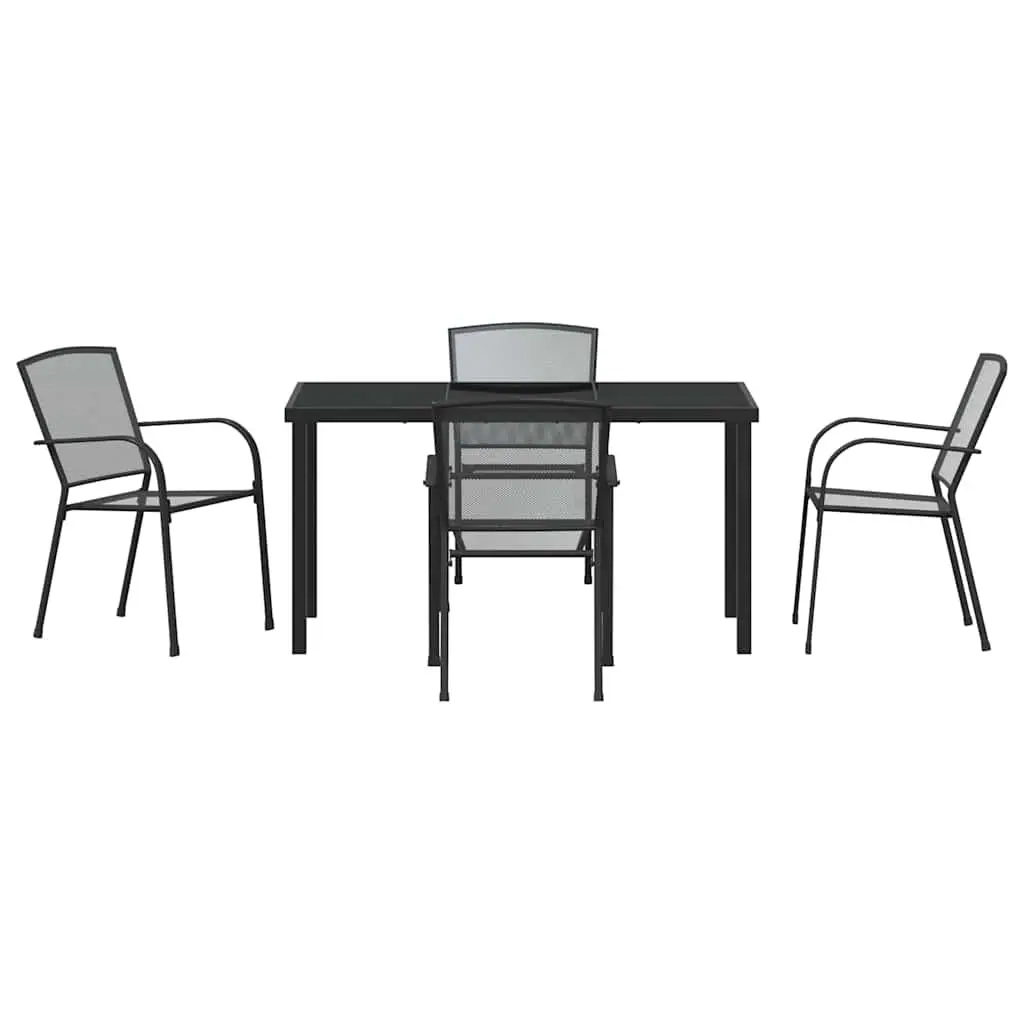 Garden Dining Set Powder-coated Steel 5 Piece Rectangular Table Anthracite