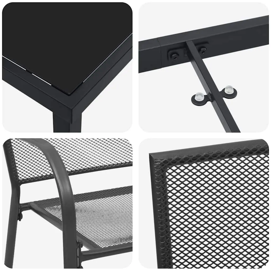 Garden Dining Set 7 Piece Outdoor Furniture Anthracite Steel Table Chairs
