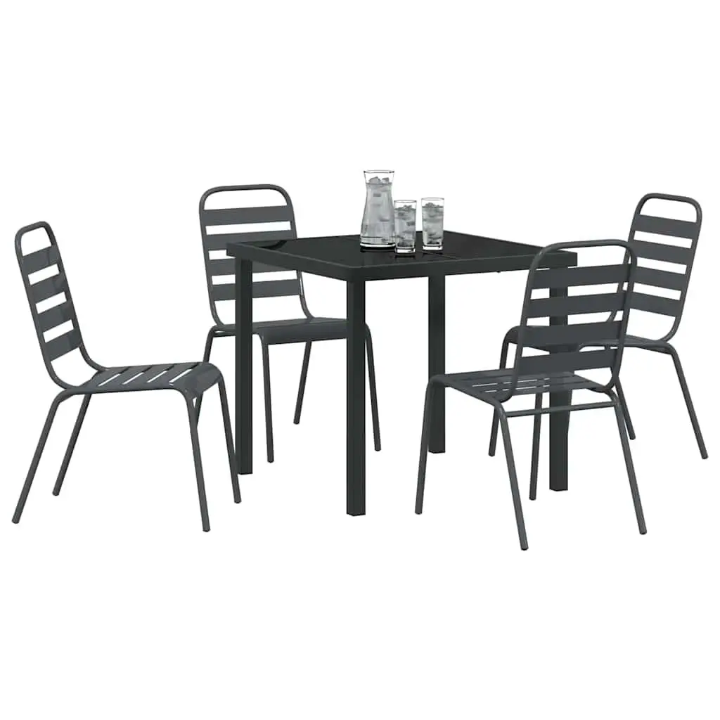 Garden Dining Set 5 Pieces Anthracite Steel Outdoor Furniture Patio Table Chairs