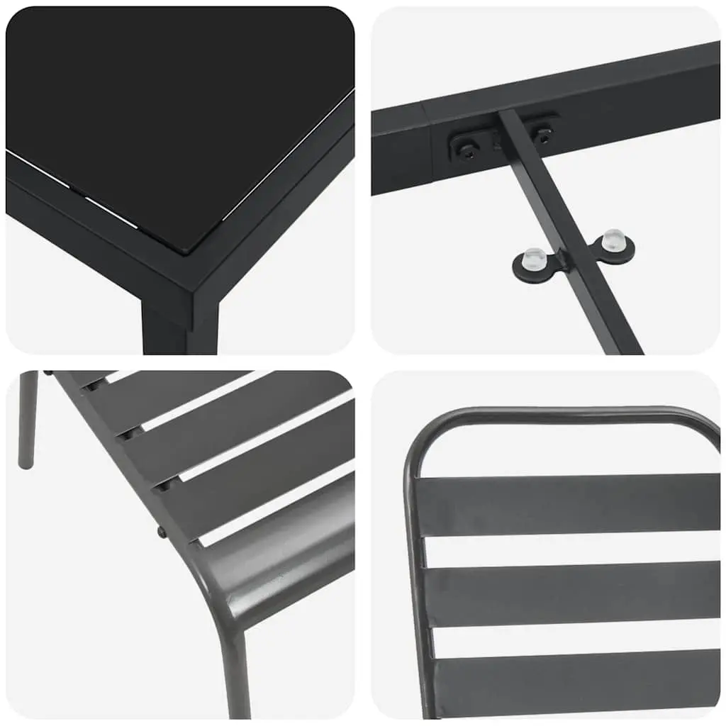 Garden Dining Set 5 Pieces Anthracite Steel Outdoor Furniture Patio Table Chairs