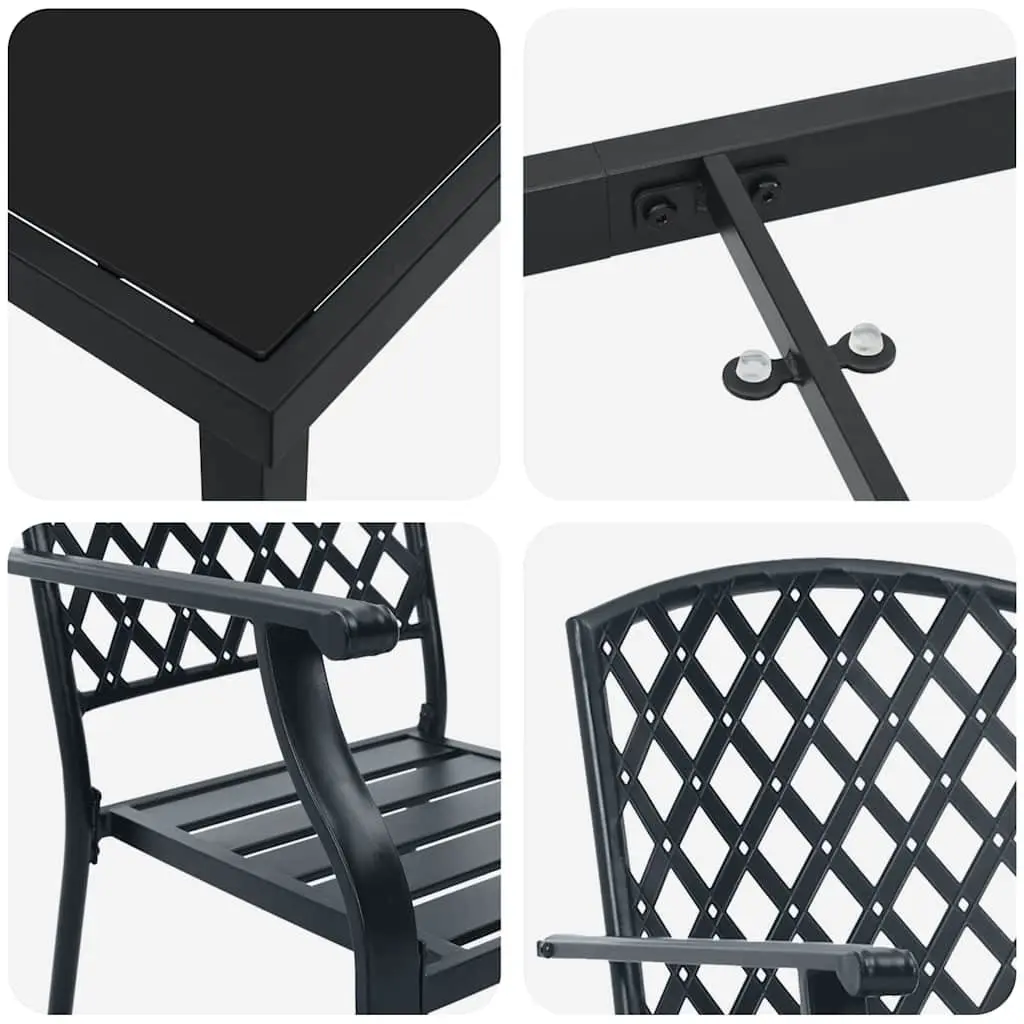 Garden Dining Set 5 Piece Powder-coated Steel Tempered Glass Anthracite