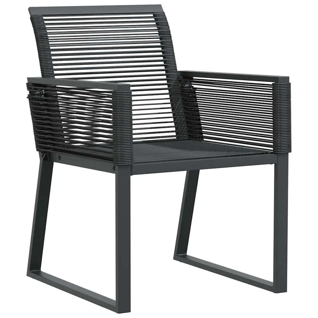 Garden Dining Set Steel 7 Pieces Rectangular Table Black