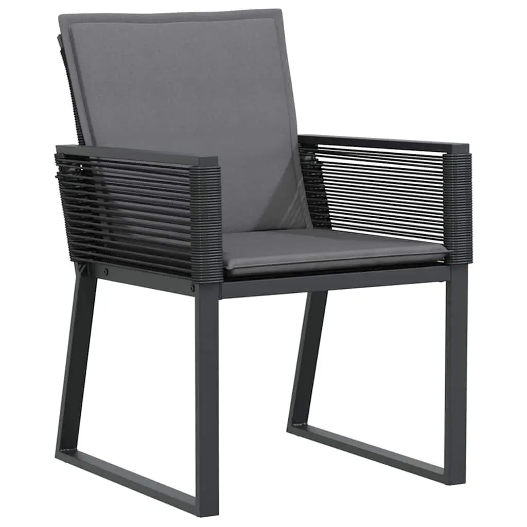 Outdoor Dining Set 3 Piece Rattan Steel Frame Black Tempered Glass Table and Chairs