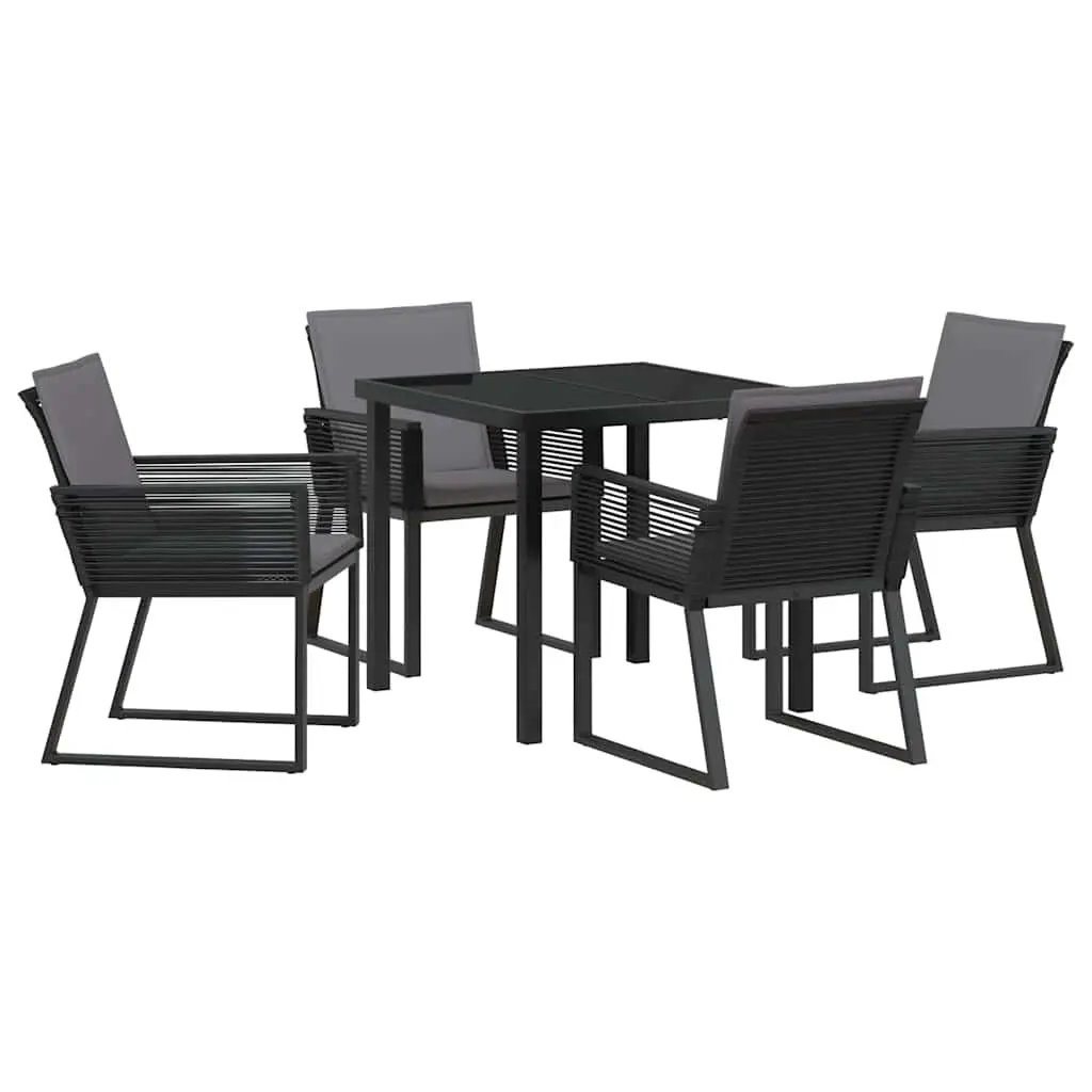 Garden Dining Set 5 Pieces Black Steel Frame Outdoor Furniture Patio Table