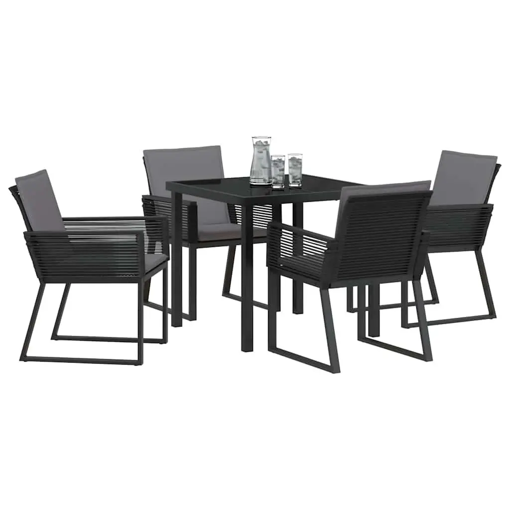 Garden Dining Set 5 Pieces Black Steel Frame Outdoor Furniture Patio Table