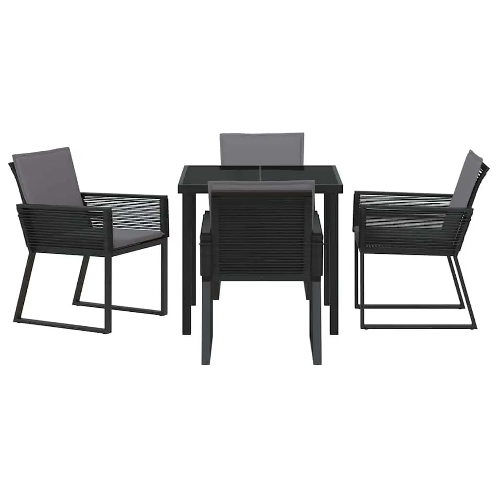 Garden Dining Set 5 Pieces Black Steel Frame Outdoor Furniture Patio Table