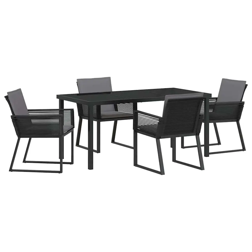Garden Dining Set Poly Rattan Black Steel Frame 5 Pieces