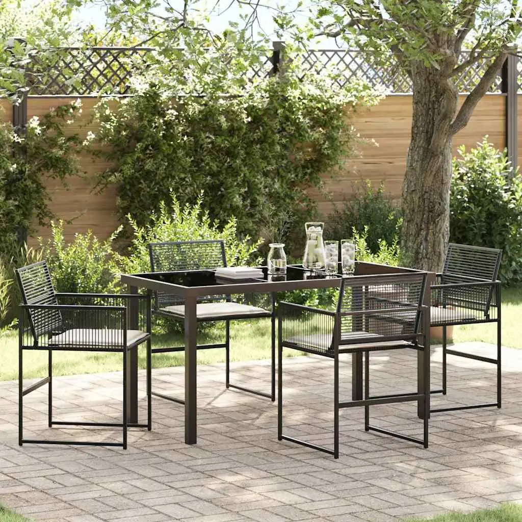 Garden Dining Set Poly Rattan 5 Pieces Black Outdoor Furniture Patio Table