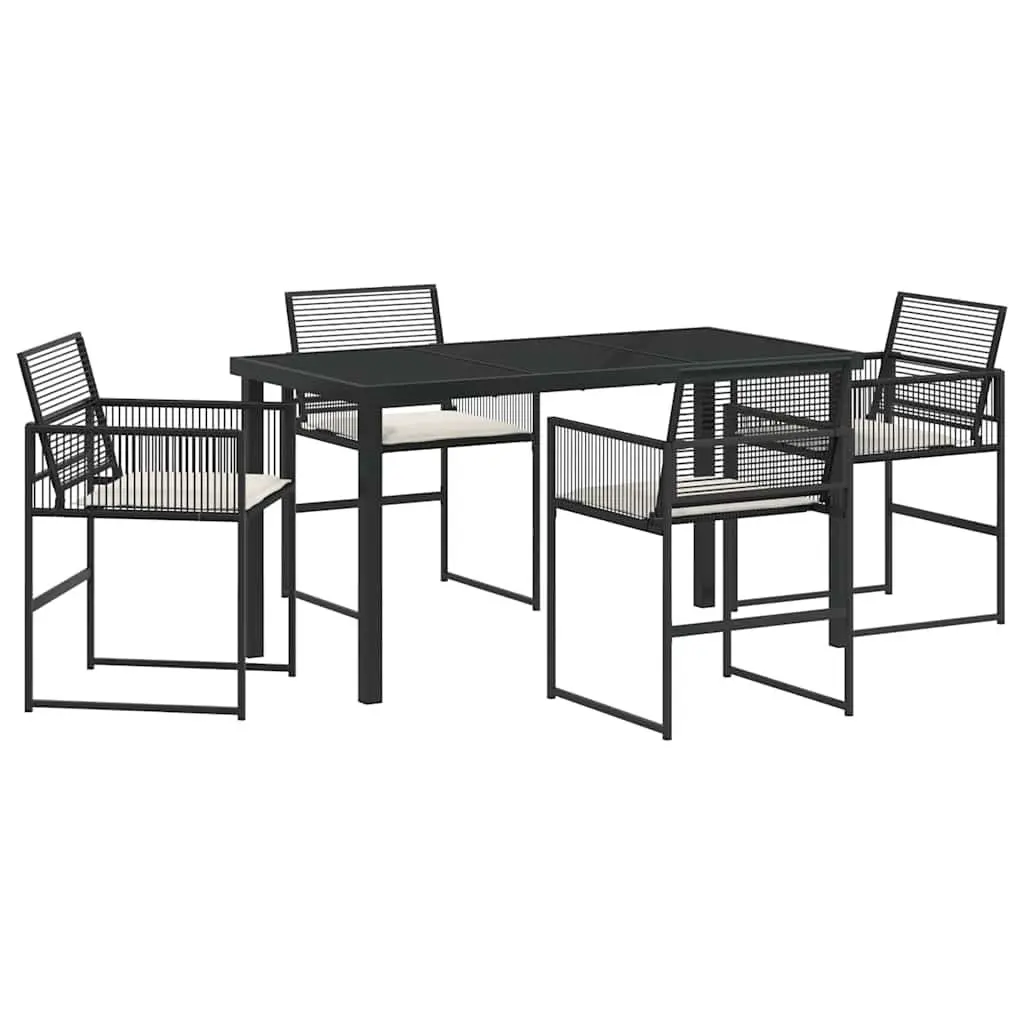 Garden Dining Set Poly Rattan 5 Pieces Black Outdoor Furniture Patio Table