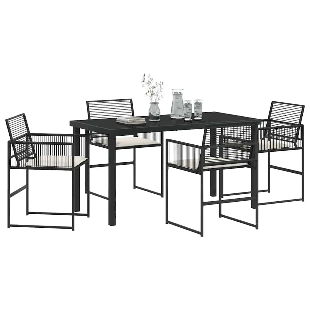 Garden Dining Set Poly Rattan 5 Pieces Black Outdoor Furniture Patio Table