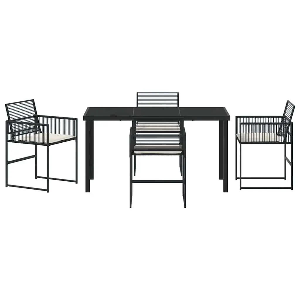 Garden Dining Set Poly Rattan 5 Pieces Black Outdoor Furniture Patio Table