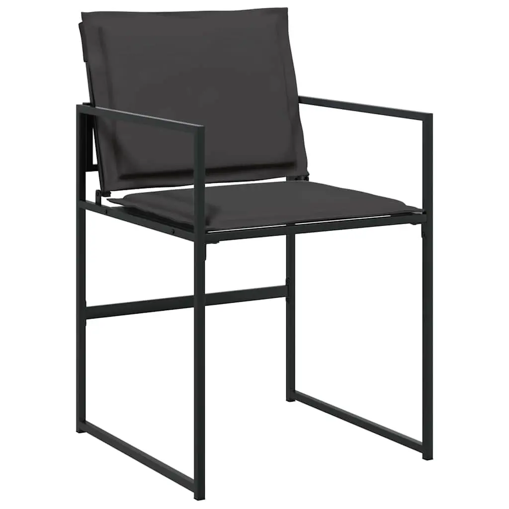 Garden Dining Set Powder-Coated Steel 5 Piece Black Outdoor Seating Patio Furniture