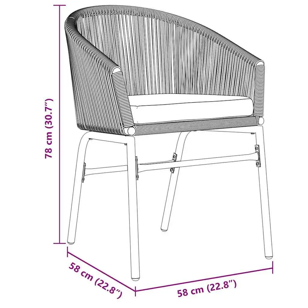 Garden Dining Set Powder-coated Steel 3 Piece Black with Cushions