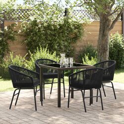 Practical Black Steel Dining Set for Outdoor Use