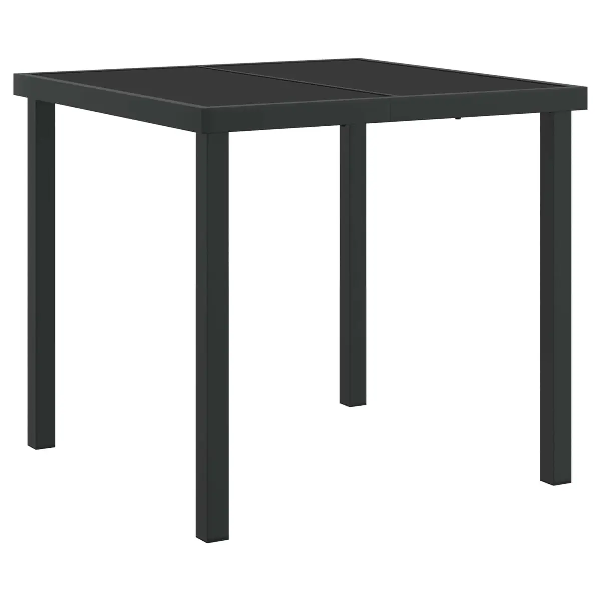 Outdoor Dining Set Rectangular Black Steel 5 Piece Garden Furniture Table with 4 Chairs