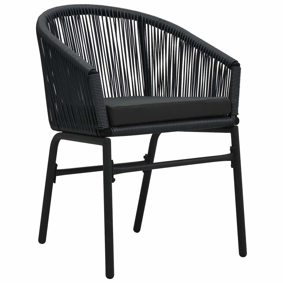 Outdoor Dining Set Rectangular Black Steel 5 Piece Garden Furniture Table with 4 Chairs
