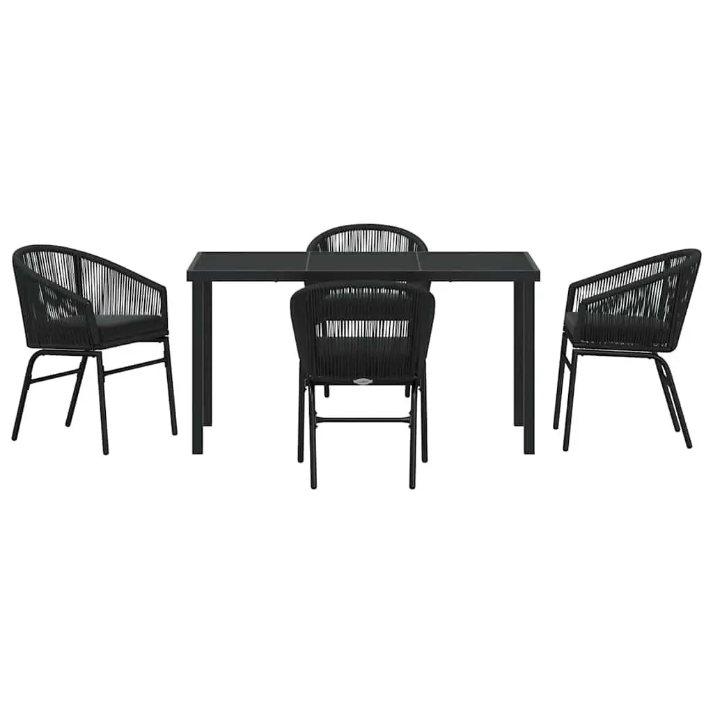 Garden Dining Set Black Powder-coated Steel Frame 5 Piece Outdoor Furniture Patio Dining Table