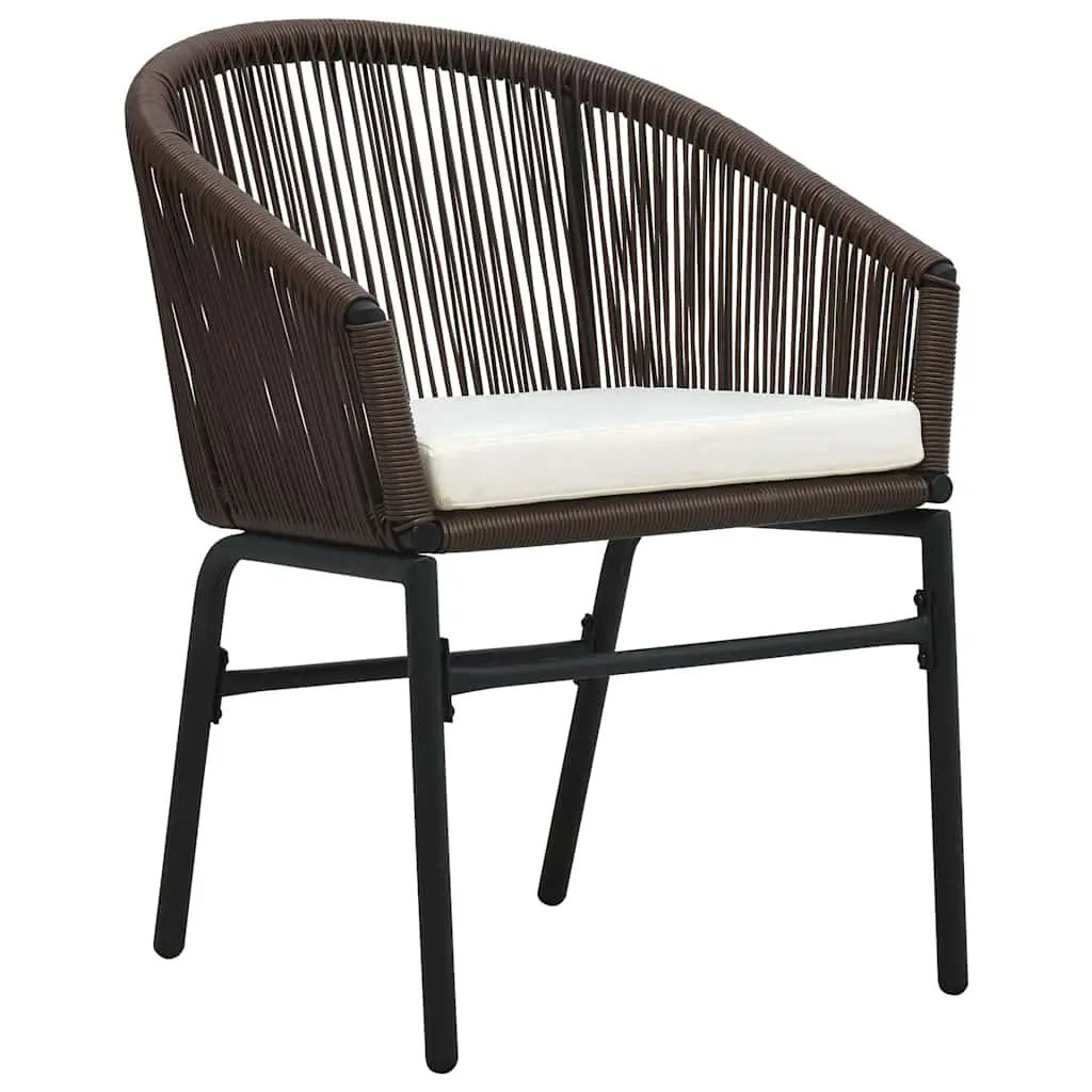 Garden Dining Set 3 Pieces Brown Powder-coated Steel Frame with Tempered Glass Top