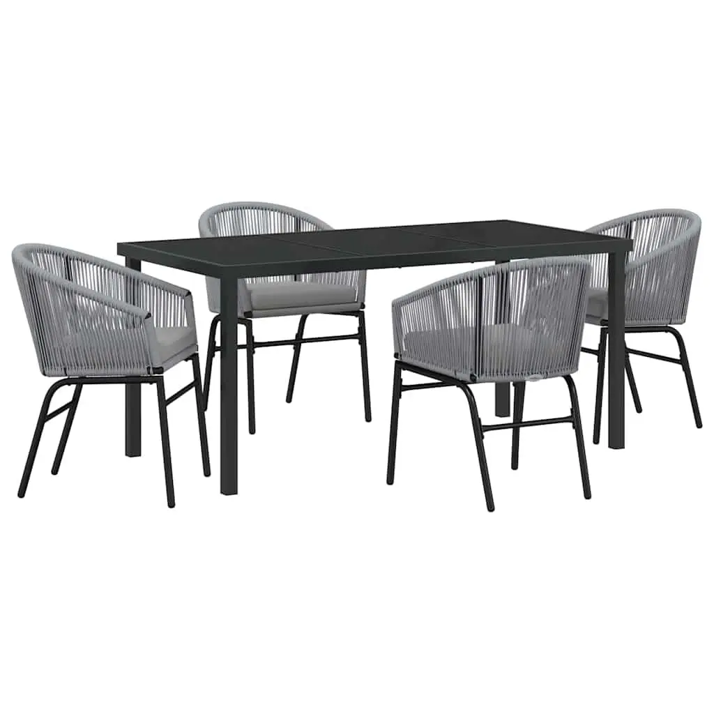 Outdoor Dining Set Steel Frame Glass Top Anthracite 5 Piece Garden Furniture
